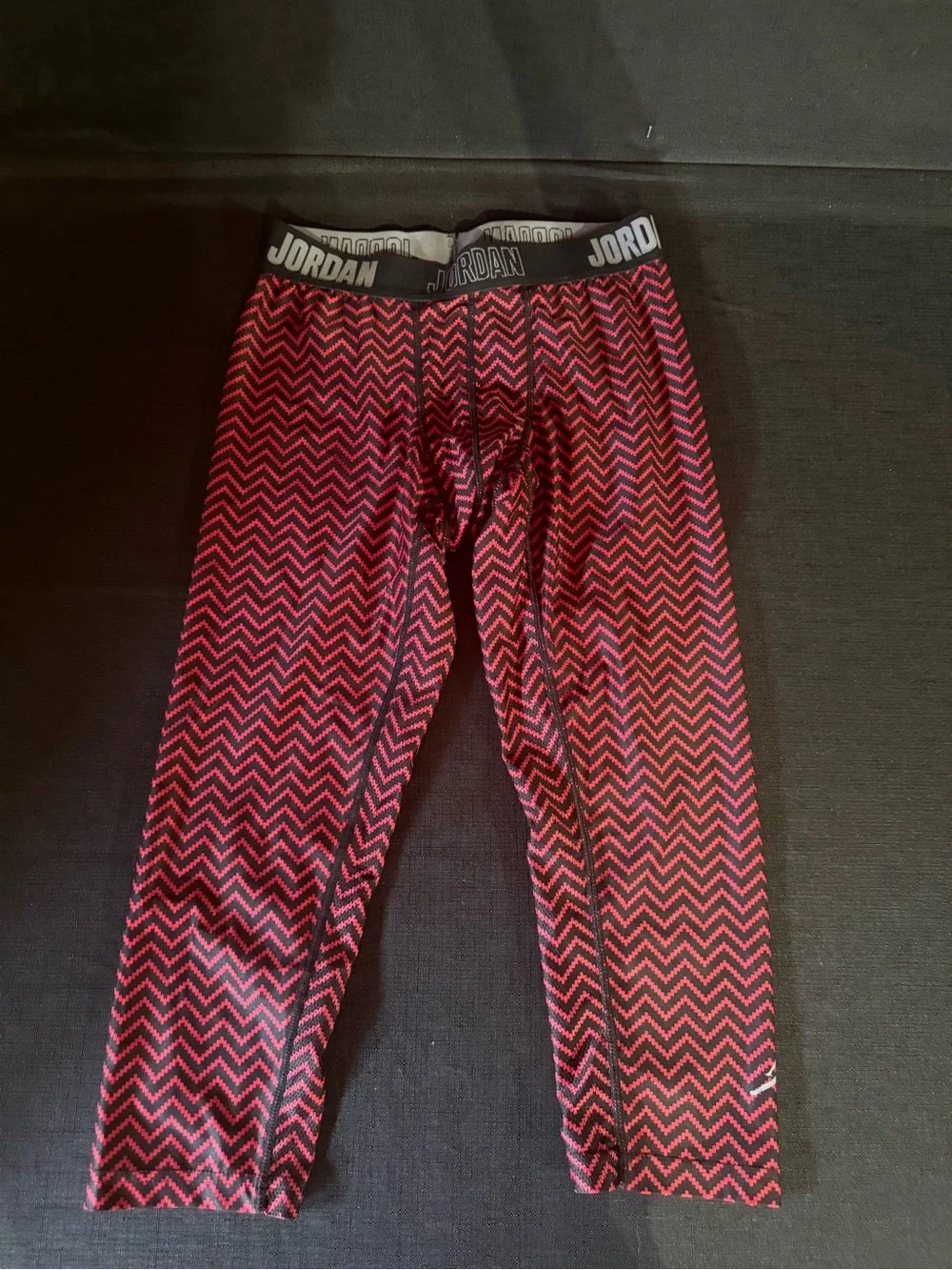 Jordan Red and Black Chevron Kids Leggings